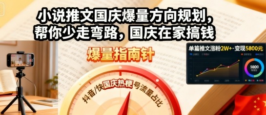 小说推文国庆爆量方向规划，帮你少走弯路，国庆在家搞钱-优优云网创优优云网创资源站