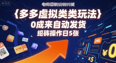 多多虚拟类目玩法，0成本全自动发货，矩阵操作日5张-优优云网创优优云网创资源站