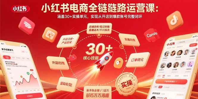 （15751期）小红书电商全链路运营课：涵盖30+实操单元，实现从开店到爆款账号完整闭环-优优云网创优优云网创资源站