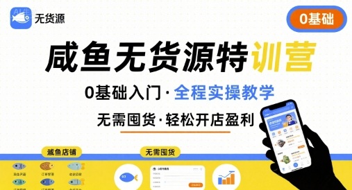 无货源特训营，0基础带你玩转咸鱼无货源-优优云网创优优云网创资源站
