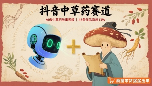 抖音中草药赛道，用AI做中草药故事视频，45条作品涨粉13W，橱窗带货猛猛出单-优优云网创优优云网创资源站