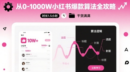 从0-1000W小红书爆款算法全攻略，时长1.5小时，干货满满-优优云网创优优云网创资源站