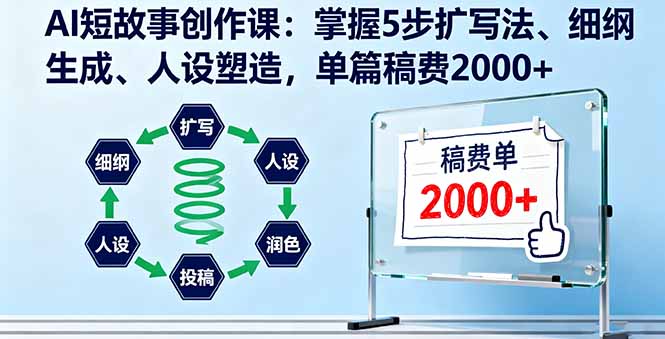 AI短故事创作课：掌握5步扩写法、细纲生成、人设塑造，单篇稿费2000+-优优云网创优优云网创资源站