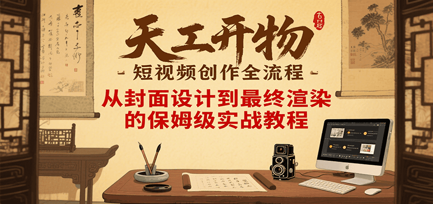 天工开物短视频创作全流程，从封面设计到最终渲染的保姆级实战教程-优优云网创优优云网创资源站