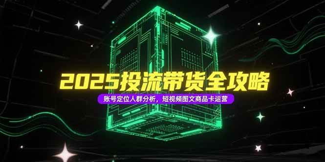 （15233期）2025投流带货全攻略，账号定位人群分析，短视频图文商品卡运营-优优云网创优优云网创资源站