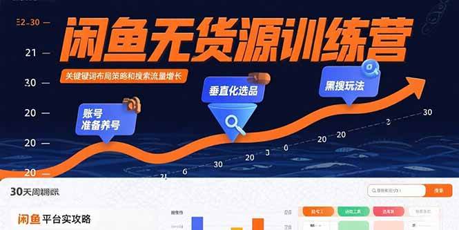 （15698期）闲鱼无货源训练营：账号准备养号/垂直化选品/黑搜玩法，0基础30天盈利指南-优优云网创优优云网创资源站