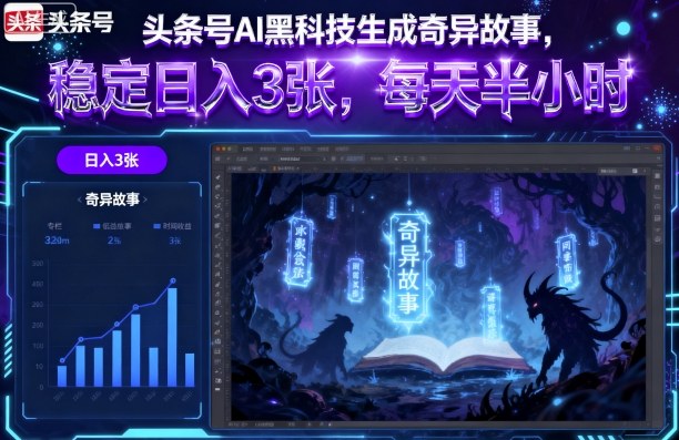 头条号AI黑科技生成奇异故事，稳定日入3张，每天半小时-优优云网创优优云网创资源站