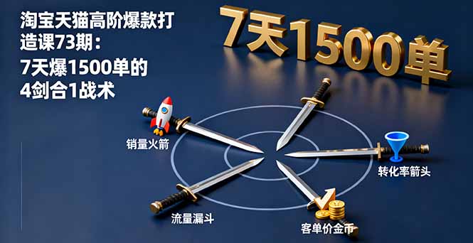 淘宝天猫高阶爆款打造课73期：7天爆1500单的4剑合1战术-优优云网创优优云网创资源站