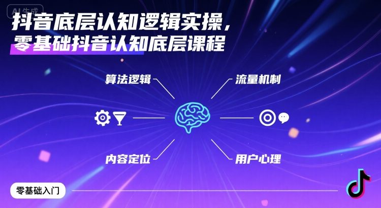 抖音底层认知逻辑实操，零基础抖音认知底层课程-优优云网创优优云网创资源站