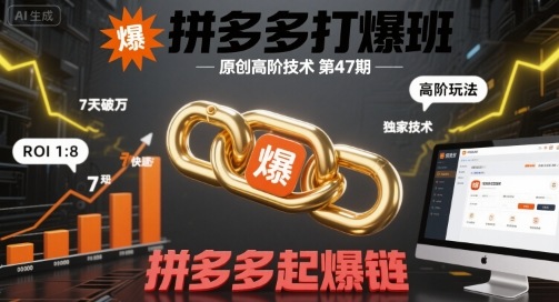 拼多多打爆班原创高阶技术第47期，拼多多起爆链-优优云网创优优云网创资源站