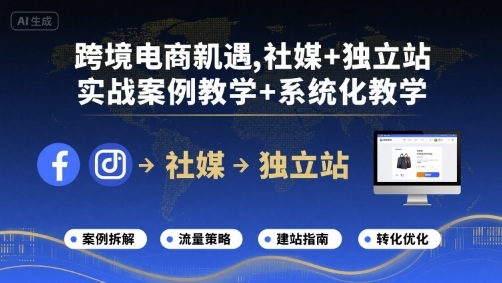 跨境电商新机遇，社媒+独立站，实战案例教学+系统化教学-优优云网创优优云网创资源站