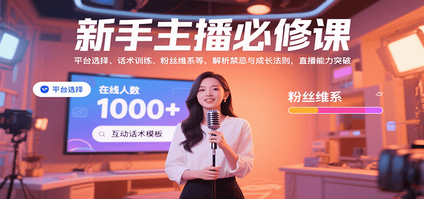 新手主播必修课：平台选择、话术训练、粉丝维系等，解析禁忌与成长法则，突破直播能力-优优云网创优优云网创资源站