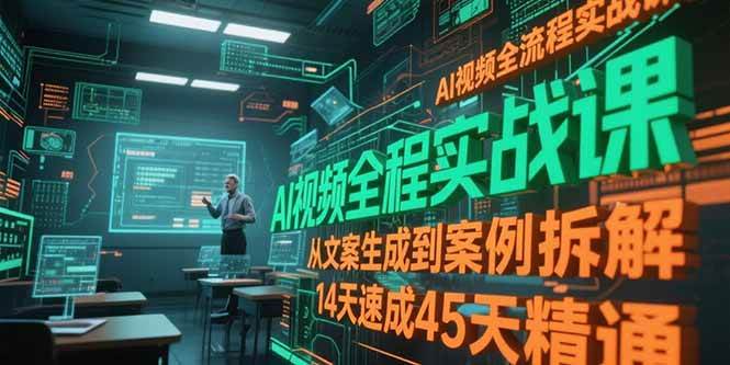 （15172期）AI视频全流程实战课，从文案生成到案例拆解，14天速成45天精通-优优云网创优优云网创资源站