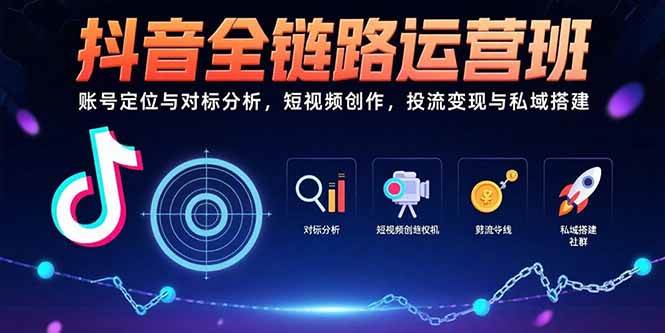 （15525期）抖音全链路运营班：账号定位与对标分析，短视频创作，投流变现与私域搭建-优优云网创优优云网创资源站