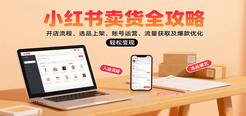 小红书卖货全攻略：开店流程、选品上架、账号运营、流量获取及爆款优化，轻松变现-优优云网创优优云网创资源站