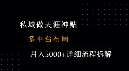 私域做天涯神贴 多平台布局 月入5k+详细流程拆解-优优云网创优优云网创资源站