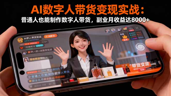 AI数字人带货变现实战:普通人也能制作数字人带货,副业月收益达8000+-优优云网创