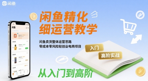 闲鱼精细化运营入门+高阶实战教学，闲鱼卖货整体运营思路，零成本零风险轻创业电商项目-优优云网创优优云网创资源站