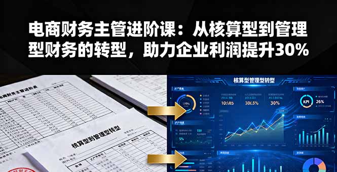 电商财务主管进阶课：从核算型到管理型财务的转型，助力企业利润提升30%-优优云网创优优云网创资源站