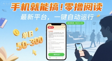 手机就能搞！零撸阅读挂G，最新平台，一键自动运行，随时随地挣，单日50-3张+【揭秘】-优优云网创优优云网创资源站