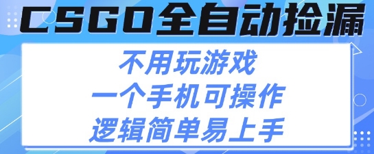 CSGO自动捡漏项目，最新独家玩法，不用挂G不用玩游戏，一个手机即可操作，新手小白轻松月入1W+【揭秘】-优优云网创优优云网创资源站