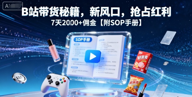 B站带货秘籍，新风口，抢占红利，7天2k+佣金【附SOP手册】-优优云网创优优云网创资源站