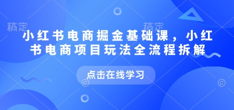 小红书电商掘金课，小红书电商项目玩法全流程拆解（更新7月）-优优云网创优优云网创资源站