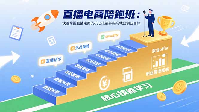 直播电商陪跑班：快速掌握直播电商的核心技能并实现就业/创业目标-优优云网创优优云网创资源站