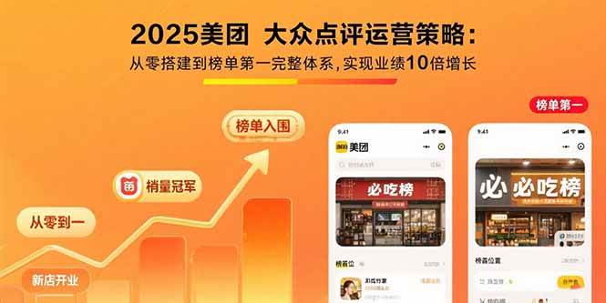 （15602期）2025美团 大众点评运营策略:从零搭建到榜单第一完整体系,实现业绩10倍增长-优优云网创优优云网创资源站