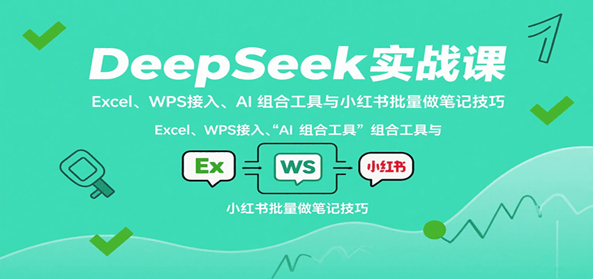 DeepSeek实战课：Excel、WPS接入、AI 组合工具与小红书批量做笔记技巧-优优云网创优优云网创资源站