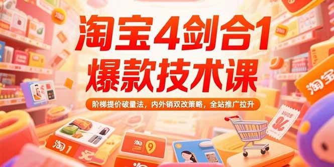 （15415期）淘宝4剑合1爆款技术课，阶梯提价破量法，内外销双改策略，全站推广拉升-优优云网创优优云网创资源站