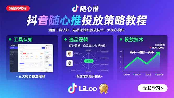 （15828期）抖音随心推投放策略教程：涵盖工具认知、选品逻辑和投放技术三大核心模块-优优云网创优优云网创资源站