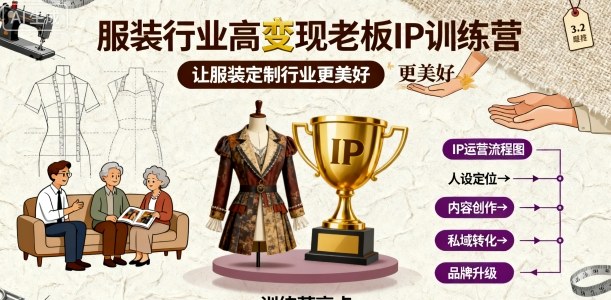服装行业高变现老板IP训练营，让服装定制行业更美好-优优云网创优优云网创资源站