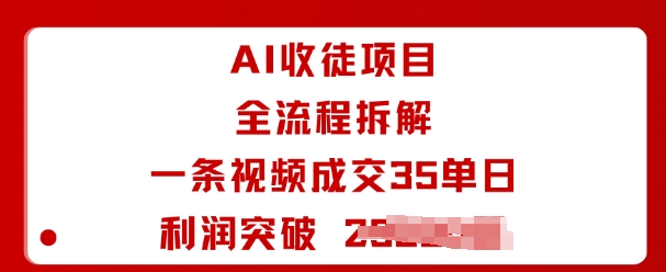AI收徒项目全流程拆解一条视频成交35单日利润突破1k+-优优云网创优优云网创资源站