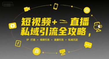 短视频+直播私域引流全攻略，IP打造 +视频引流 +直播引流 +私域沉淀-优优云网创优优云网创资源站
