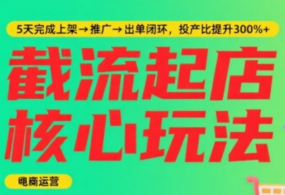 淘宝截流快速起店玩法，掌握暴力快速起店的流程，5天完成上架-推广-出单闭环-优优云网创优优云网创资源站