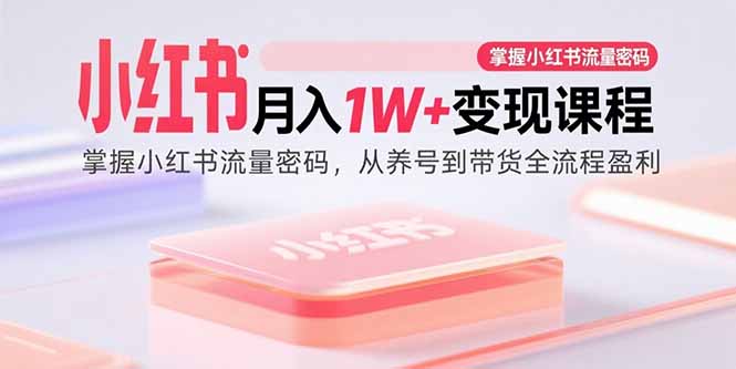 小红书月入1W+变现课程：掌握小红书流量密码，从养号到带货全流程盈利-优优云网创优优云网创资源站