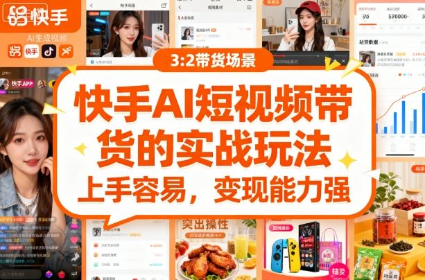 快手ai短视频带货的实战玩法，上手容易，变现能力强-优优云网创优优云网创资源站