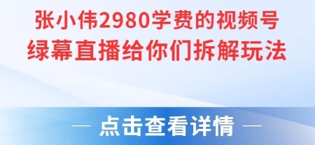 张小伟2980付费额视频号绿幕直播给你们拆解玩法-优优云网创优优云网创资源站