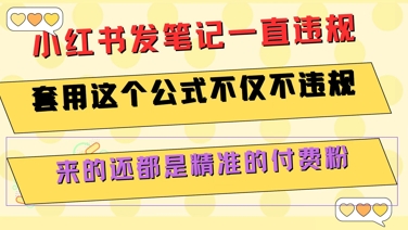 小红书发笔记一直违规，套用这个公式不仅不违规，来的还都是精准的付费粉-优优云网创优优云网创资源站