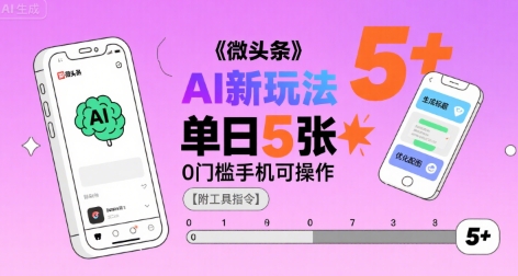 微头条AI新玩法，小白单日5张+，0门槛手机可操作【附工具指令】-优优云网创优优云网创资源站