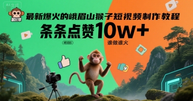 最新爆火的峨眉山猴子短视频制作教程，条条点赞10w+，谁做谁火【教程+提示词】-优优云网创优优云网创资源站