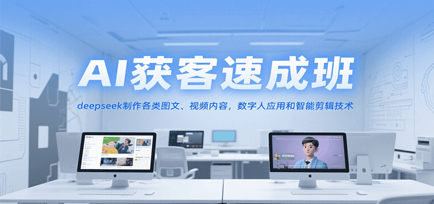 AI获客速成班，deepseek制作各类图文、视频内容，数字人应用和智能剪辑技术-优优云网创优优云网创资源站