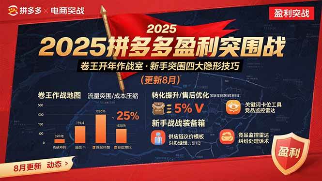 （15687期）2025拼多多盈利突围战：卷王开年作战室，新手突围四大隐形技巧(更新8月)-优优云网创优优云网创资源站