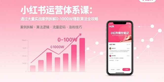 （15792期）小红书运营体系课：通过大量实战案例拆解0-1000W爆款算法全攻略-优优云网创优优云网创资源站