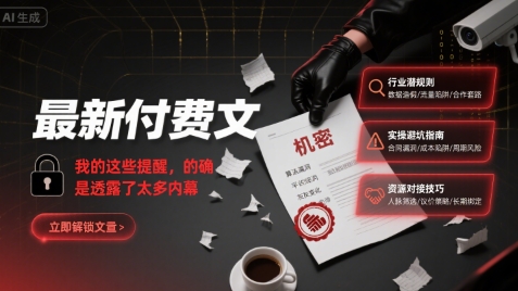 最新付费文：我的这些提醒，的确是透露了太多内幕-优优云网创优优云网创资源站