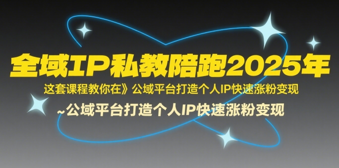 全域IP私教陪跑2025年，这套课程教你在公域平台打造个人IP快速涨粉变现-优优云网创优优云网创资源站