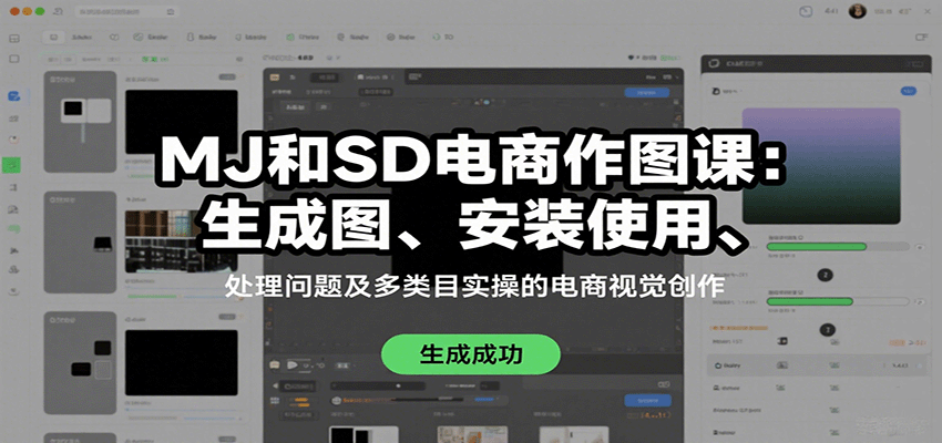 MJ和SD电商作图课：生成图、安装使用、处理问题及多类目实操的电商视觉创作-优优云网创优优云网创资源站