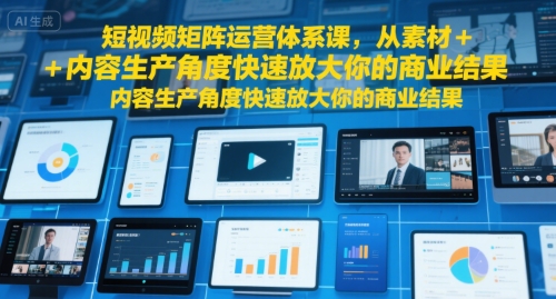 短视频矩阵运营体系课，从素材+内容生产角度快速放大你的商业结果-优优云网创优优云网创资源站