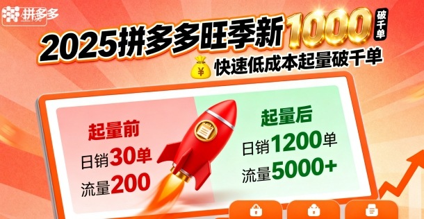 2025拼多多旺季新老店铺——快速低成本起量破千单-优优云网创优优云网创资源站